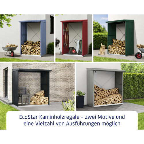 Ecostar Kaminholzregal »Trend-V«, BxHxT: 181,4 x 198 x 102,5 cm, Metall - gruen (Rabatt: 9 %)