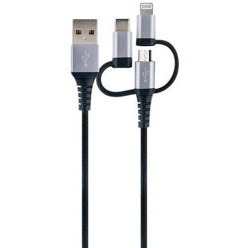 Image of SCHWAIGER Ladekabel, Universal Sync Kabel 3-in-1 1,5 m, schwarz
