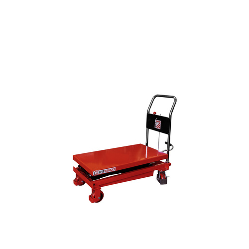 HOLZMANN-MASCHINEN Scheren-Hubtischwagen, max. Tragfähigkeit: 350 kg, Gabellänge x Gabelweite: 90 x 50 - rot