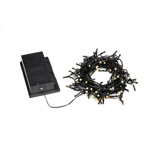Konstsmide LED Lichterkette, mit an/aus Schalter, mit Lichtsensor und 6h und 9h Timer, gefrostet, 120 warm weiße Dioden, batteriebetrieben, Außen (IP44), schwarzes Kabel - 3729-130 - Bild 3