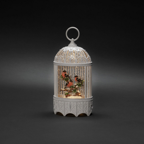 Thumbnail - Konstsmide LED-Wasserlaterne, Wasserlaterne Rotkehlchen/Baum, Batteriebetrieb/USB-Anschluss, weiß - weiss