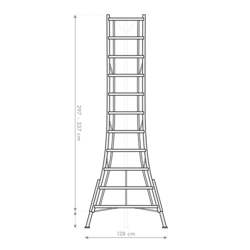 niwaki Leiter, Höhe: 330 cm, Silber - silberfarben