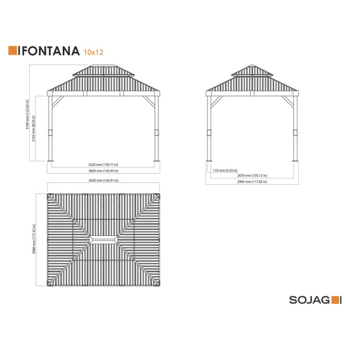 SOJAG Pavillon »Fontana Wood«, BxHxT: ...