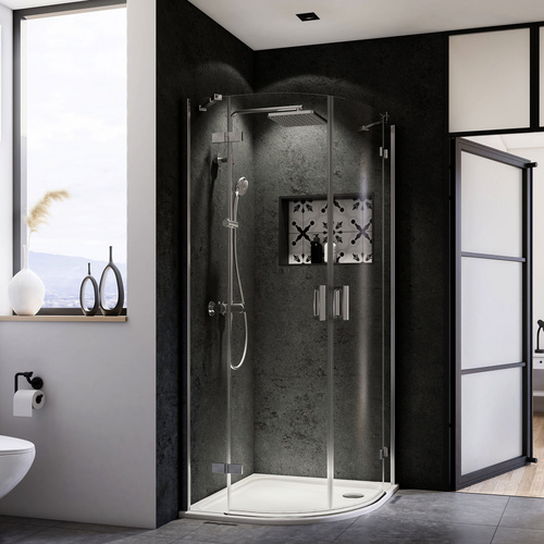 Breuer Panorama Runddusche Drehtür 90 x 90, Alu chromeffekt, Radius 55