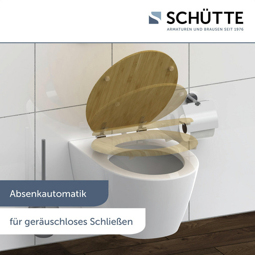 SCHÜTTE WC-Sitz, mit Absenkautomatik, oval, Bambus - braun