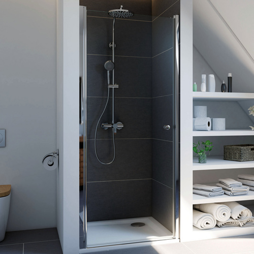 Breuer Elana Dusch-Drehtür für Nische 900 x 2000 mm, alu silber, Klarglas hell