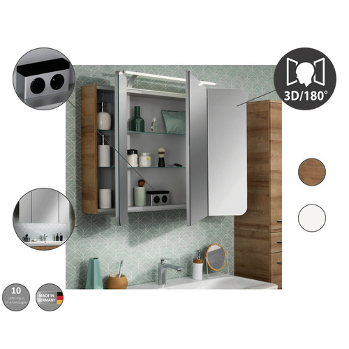 Thumbnail - FACKELMANN Spiegelschrank »MILANO«, BxHxT: 109,9 x 78 x 15,8 cm, 6500 K, kaltweiß - weiss