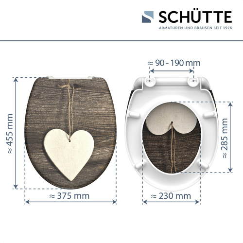 SCHÜTTE WC-Sitz »Wood Heart«, Duroplast, oval,  mit Softclose-Funktion - braun