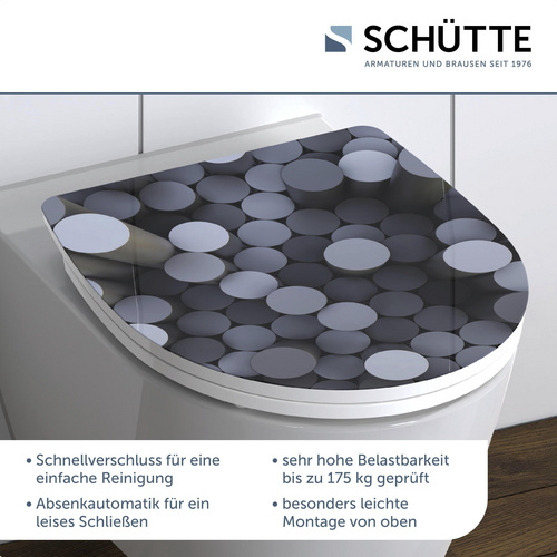 SCHÜTTE WC-Sitz, mit Absenkautomatik/Schnellverschluss, oval, Duroplast - bunt