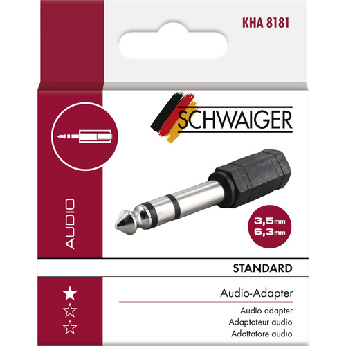 Schwaiger Audio Adapter KHA8181 533 Klinke Stecker Buchse schwarz, 1x 6,3mm Klinken Stecker / 1x 3,5 - Image 6
