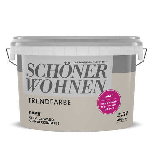 SCHÖNER WOHNEN FARBE Wand- und Deckenfarbe »Trendfarben«, cosy, 2,5l – beige