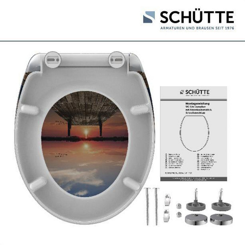 SCHÜTTE WC-Sitz, mit Absenkautomatik/Schnellverschluss, oval, Duroplast - bunt