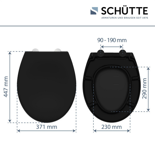 SCHÜTTE WC-Sitz, mit Absenkautomatik/Schnellverschluss, oval, Duroplast - schwarz