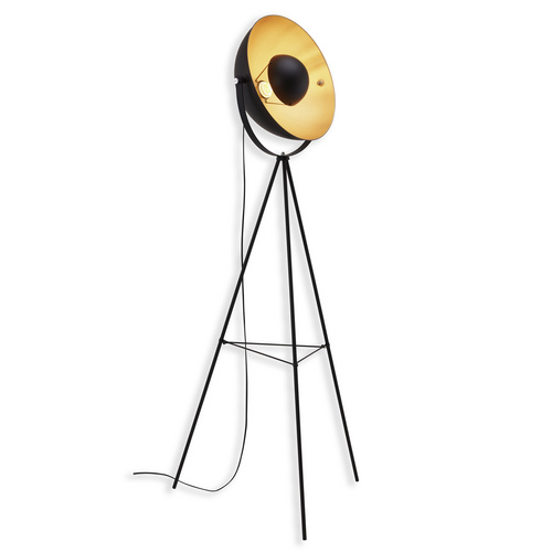 Briloner Leuchten Stehlampe 1380-015, Stehlampe Retro 148cm schwarz gold schwenkbar