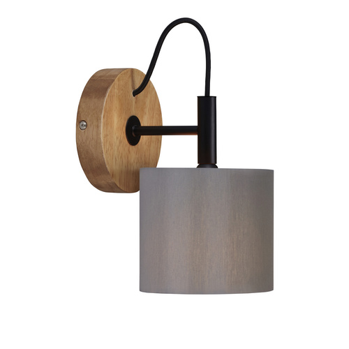 Briloner Leuchten Wandleuchte 2075-014, Stoff Wandleuchte mit Holzbasis und Stoffschirm