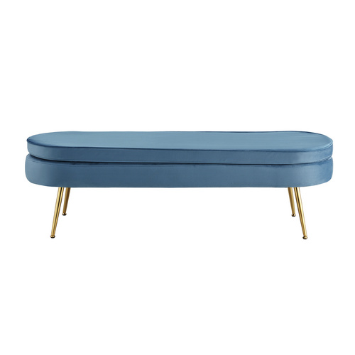 SalesFever Sitzpouf, BxH: 142 x 41 cm, Metall/Samt (100% Polyester) - blau