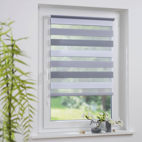 Thumbnail - LIEDECO Klemmfix-Duo-Rollo, Stoff, lichtdurchlässig - grau