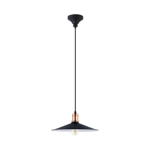 Vintage Pendelleuchte Bridport aus Stahl mit Kupfer in Schwarz
