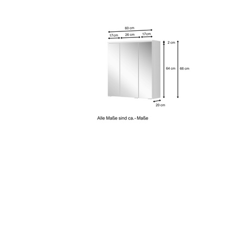 Thumbnail - HELD MÖBEL Spiegelschrank »Porta«, Höhe: 64 cm, Tiefe: 20 cm, weiß - weiss