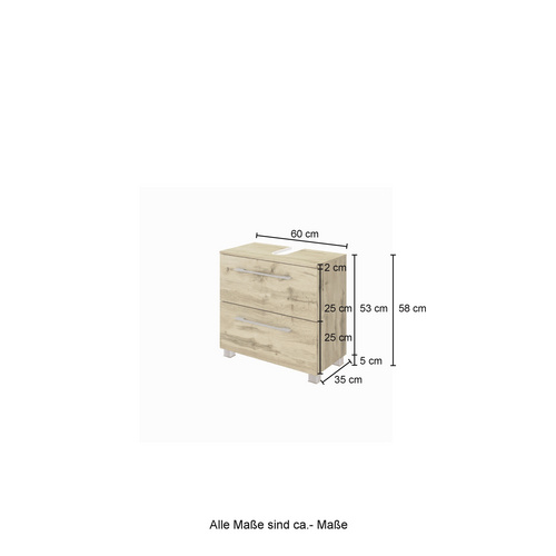 Thumbnail - HELD MÖBEL Waschbeckenunterschrank »Livorno«, BxHxT: 60 x 54 x 35 cm - bunt