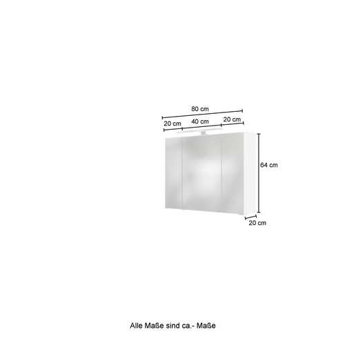 HELD MÖBEL Spiegelschrank »Arezzo«, Höhe: 64 cm, Tiefe: 20 cm, graphitgrau