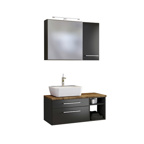 HELD MÖBEL Unterbecken-Set »Davos«, BxHxT: 90 x 200 x 47 cm – grau