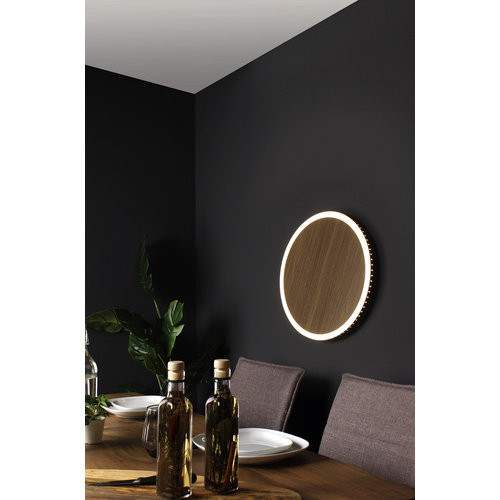 Luce ambiente Design LED-Wandleuchte »Moon«, 3000 K, Metall, Holzoptik - schwarz