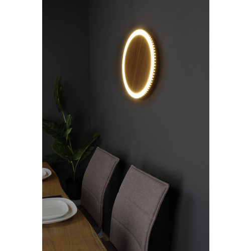 Luce ambiente Design LED-Wandleuchte »Moon«, 3000 K, Metall, Holzoptik - schwarz