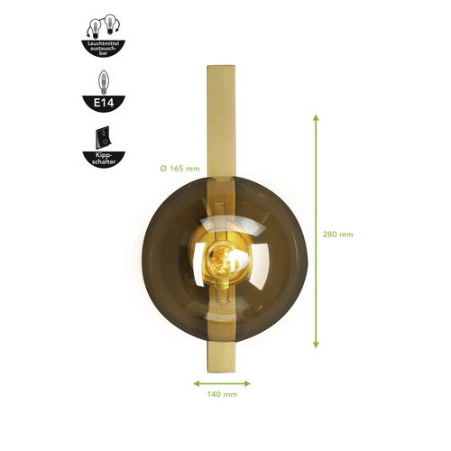 ECO-LIGHT Wandleuchte »Pluto«, E14, max. 25 W, goldfarben/champagnerfarben