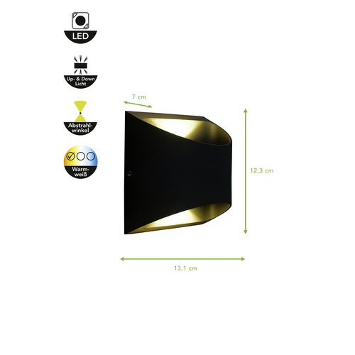 ECO-LIGHT Außenleuchte, 7,5 W, 650 lm, Metall, schwarz