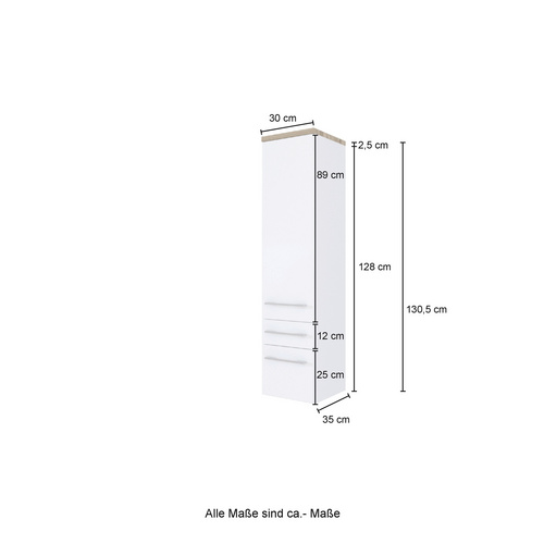 HELD MÖBEL Midischrank »Davos«, BxHxT: 30 x 130 x 35 cm - bunt