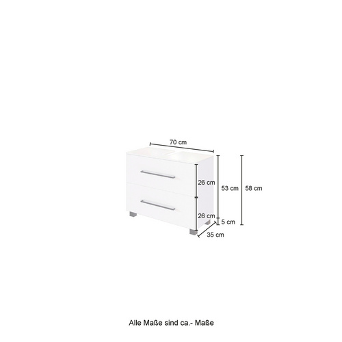 Thumbnail - HELD MÖBEL Waschbeckenunterschrank »Luzern«, BxHxT: 70 x 54 x 35 cm - weiss