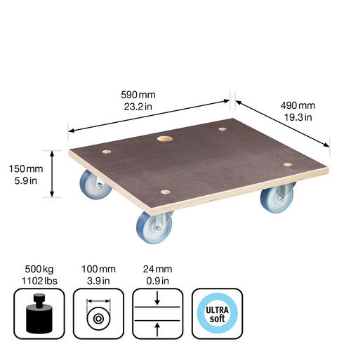 Thumbnail - WAGNER Transporthilfe »MM«, braun, BxH: 490 x 150 mm, max. Tragfähigkeit: 500 kg