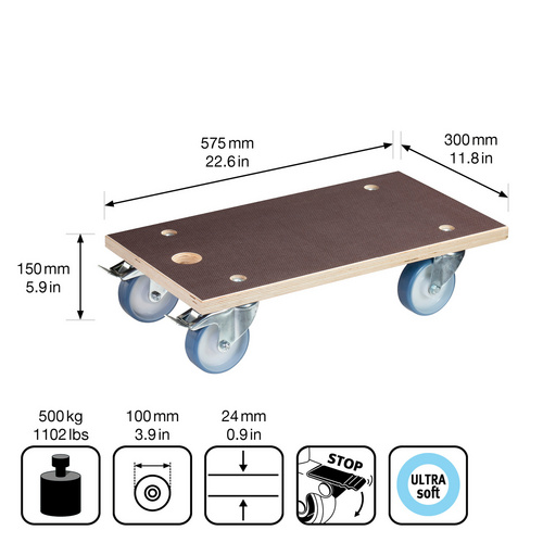 Thumbnail - WAGNER Transporthilfe »MM«, braun, BxH: 300 x 150 mm, max. Tragfähigkeit: 500 kg