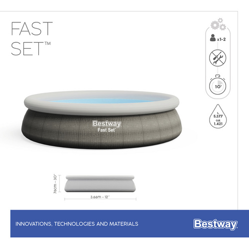 BESTWAY Pool, 5377 l, Ø: 366 cm, für 5...