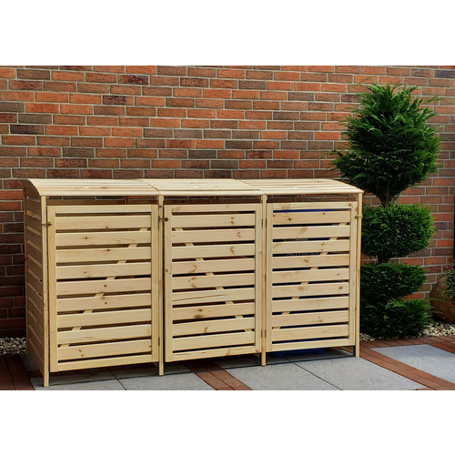 Promadino Mülltonnenbox „Vario III“, für 3 Tonnen, natur