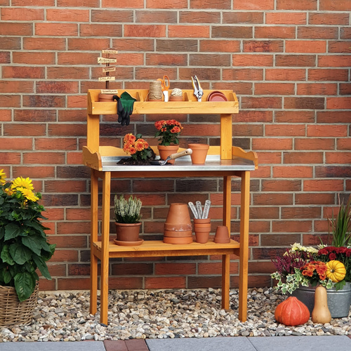 PROMADINO Pflanztisch , aus Kiefernholz, BxTxH: 84x38x130 cm, braun