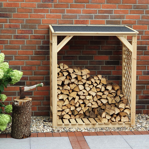 Thumbnail - PROMADINO Kaminholzregal »SPEYER«, BxHxL: 119,5 x 148 x 68 cm, ohne Wetterschutz - beige