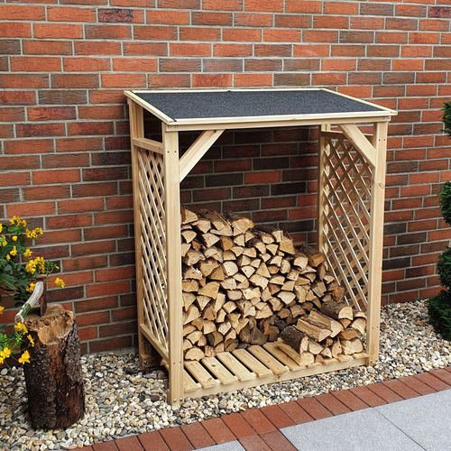 Thumbnail - PROMADINO Kaminholzregal »SPEYER«, BxHxL: 119,5 x 148 x 68 cm, ohne Wetterschutz - beige