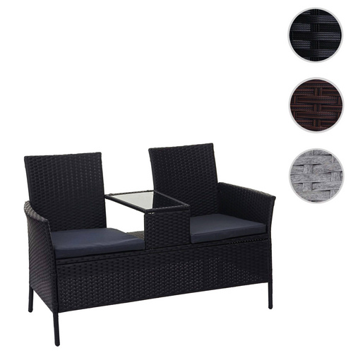 MVG Loungeset »MVG-E24«, Stahl/Glas/Kunststoff, 2-Sitzer, BxHxT: 132 x 84 x 55 cm – schwarz