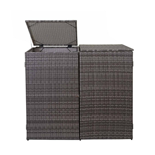 Thumbnail - MVG Mülltonnenverkleidung »MVG-E35«, BxHxT: 130 x 176 x 131 cm, Poly-Rattan, 2 x 120 L - grau