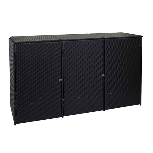 MVG Mülltonnenverkleidung »MVG-E25«, BxHxT: 195 x 110 x 66 cm, Poly-Rattan, 3 x 120 L - schwarz