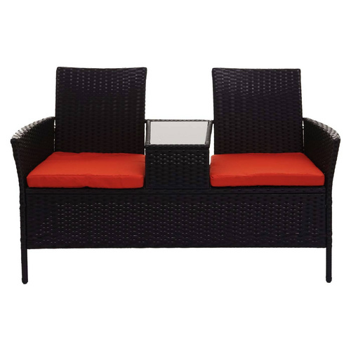 Thumbnail - MVG Loungeset »MVG-E24«, Stahl/Glas/Kunststoff, 2-Sitzer, BxHxT: 132 x 84 x 55 cm - schwarz