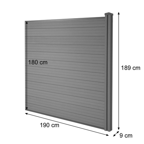 MVG WPC-Sichtschutz »MVG-HA018«, Erweiterungselement, 1,88 m - grau