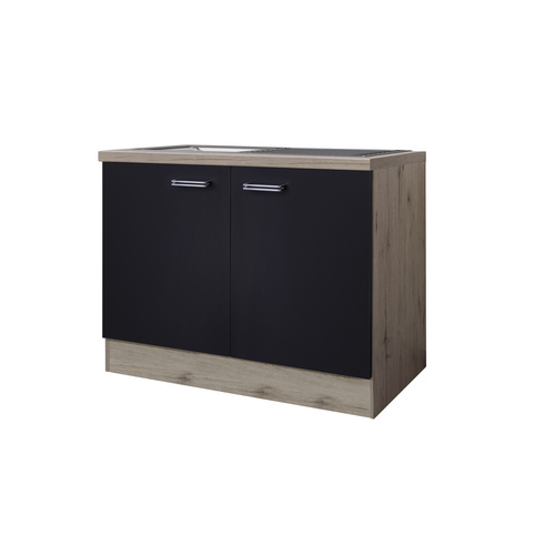 Flex-Well Exclusiv Spülenunterschrank Lara 100 cm Anthrazit-San Remo Eiche
