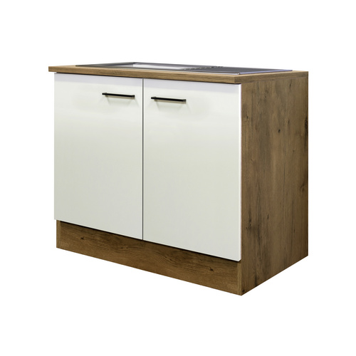 Flex-Well Exclusiv Spülenunterschrank Vintea 100 cm Magnolie matt - Lancelot Oak