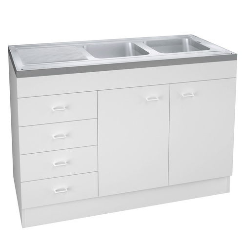 Flex-Well Spülenunterschrank mit Spüle 120 cm Weiß