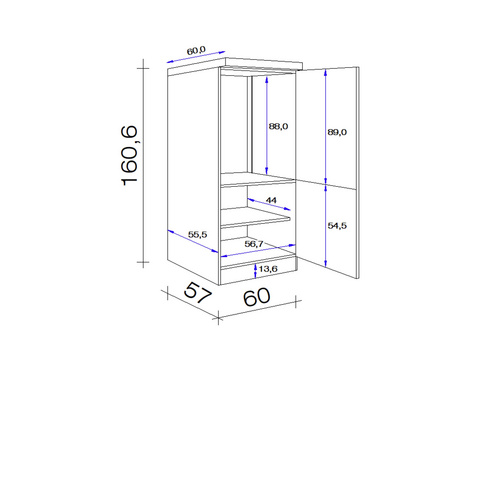 Flex-Well Demi-Geräteumbauschrank »Nano«, BxHxT: 60 x 161 x 60 cm, buchefarben - braun