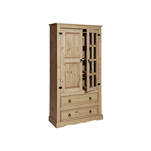 Möbilia Vitrine, BxHxL: 100 x 190 x 41 cm, Kiefernholz - braun