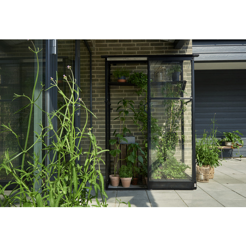 Thumbnail - HALLS Gewächshaus »Qube Lean-to 2«, 0,8 m², schwarz, 3 mm Sicherheitsglas